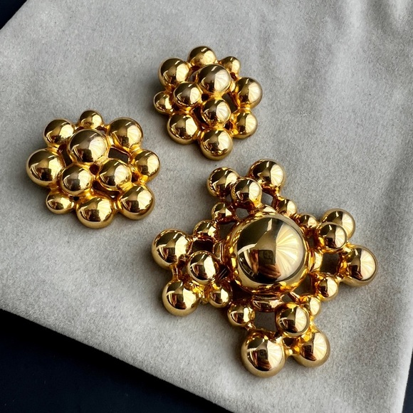 Gem-Craft Gold Bubble Brooch Set - Picture 3 of 12